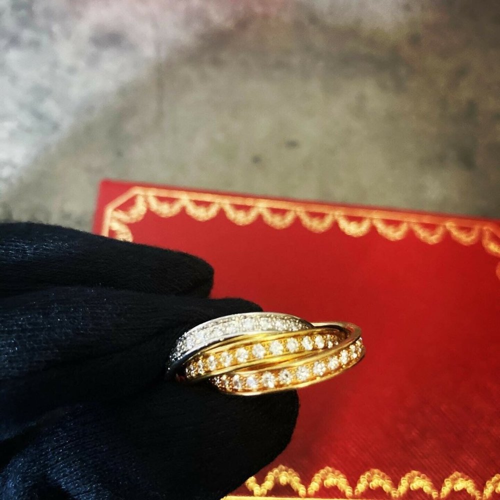 Cartier Trinity Tricolor Diamond Ring w/ Box & Cer - Picture 6 of 9